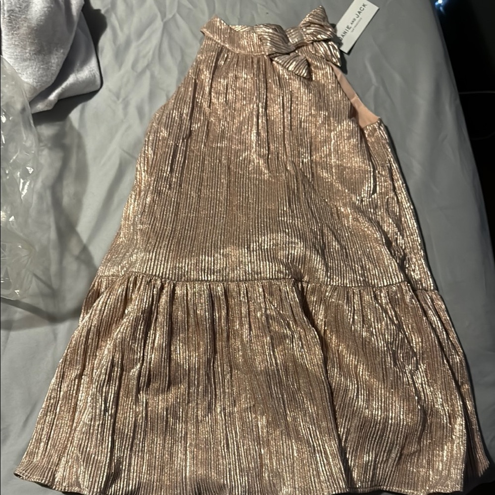 Janie and Jack Gold Midi A-Line Dress wedding, party, no flaw nwt 4